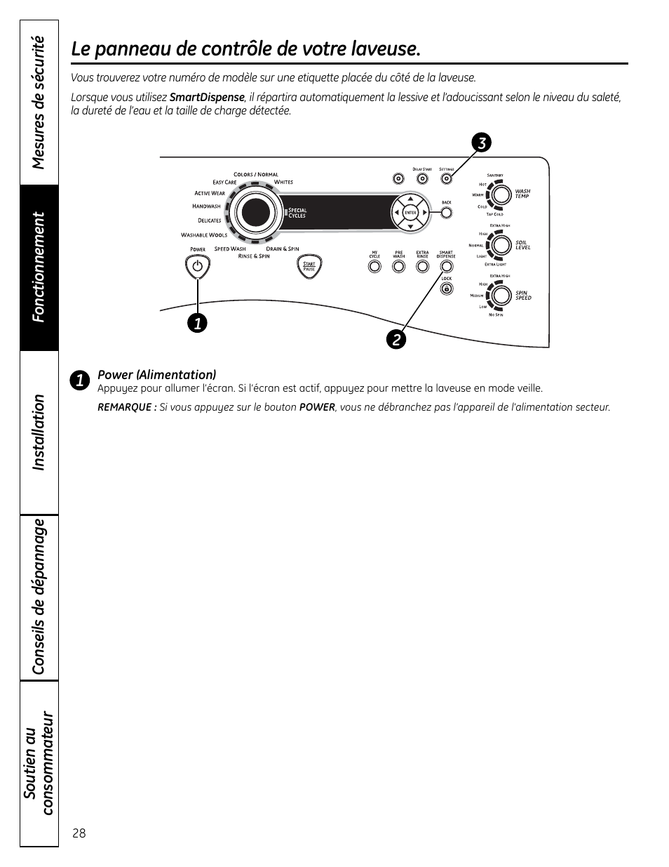 Panneau de contrôle, Le panneau de contrôle de votre laveuse | GE Profile SmartDispense SPBD880 User Manual | Page 28 / 64