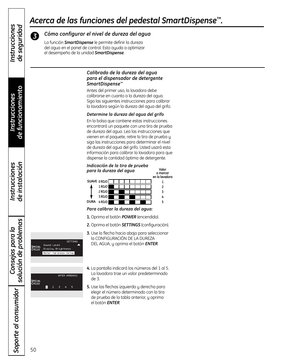 Acerca de las funciones del pedestal smartdispense | GE Profile SmartDispense SPBD880 User Manual | Page 50 / 64