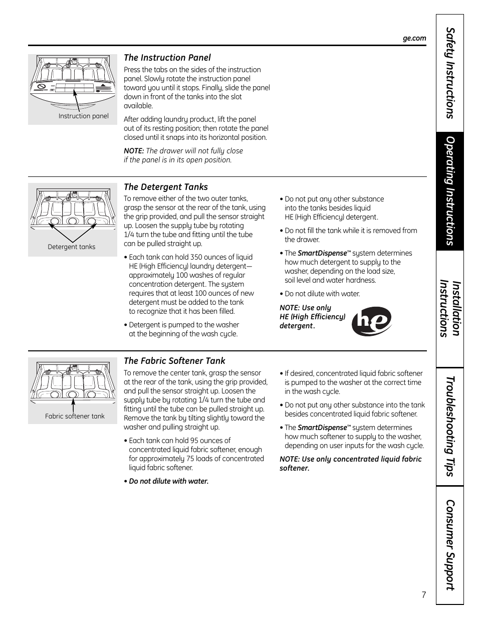 GE Profile SmartDispense SPBD880 User Manual | Page 7 / 64