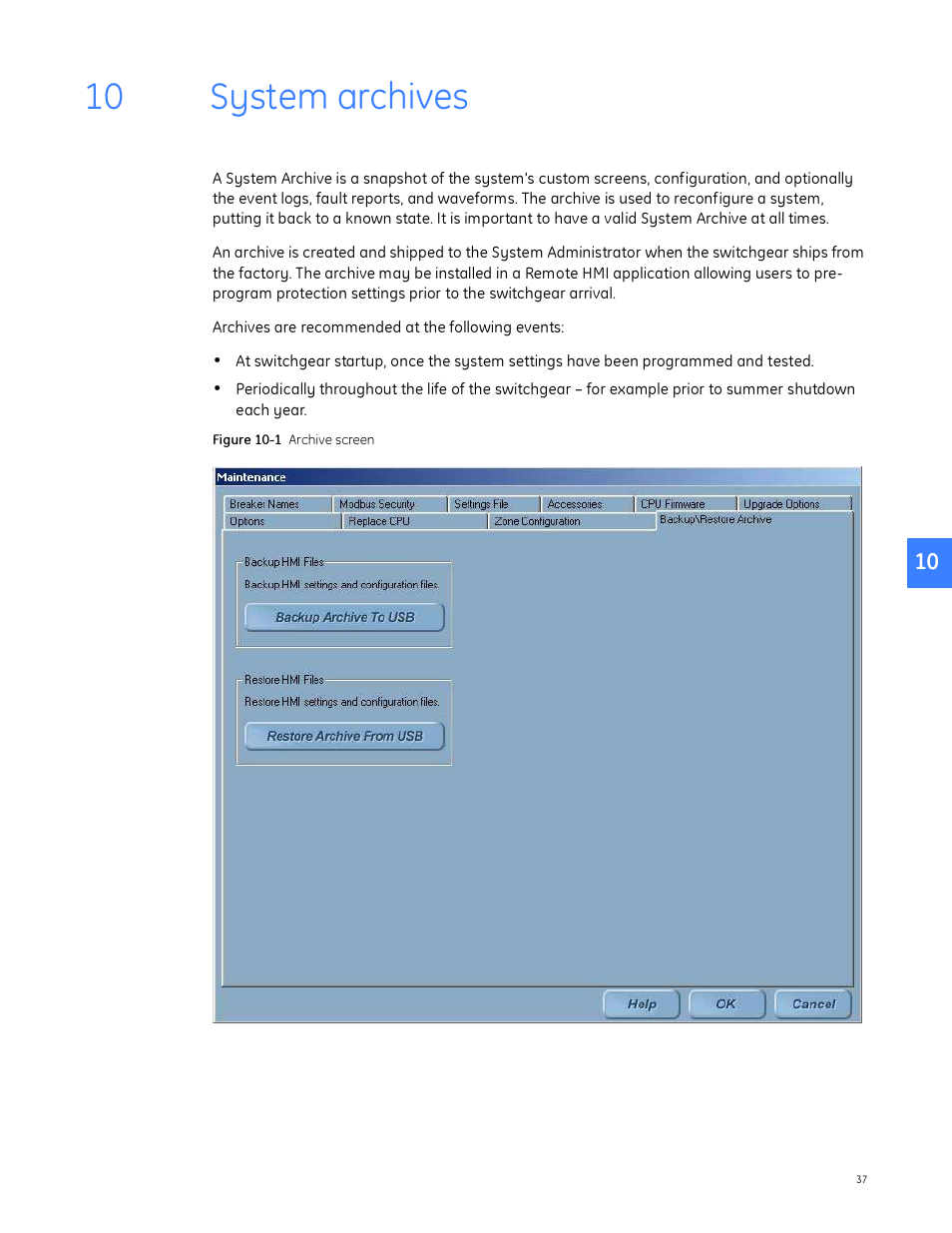 System archives, 10 system archives | GE Industrial Solutions Entellisys System Administrator Manual User Manual | Page 37 / 62