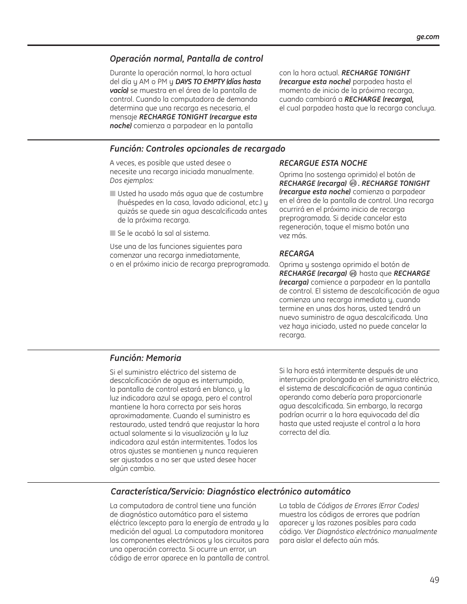 Funciones | GE GXSF40H User Manual | Page 49 / 64