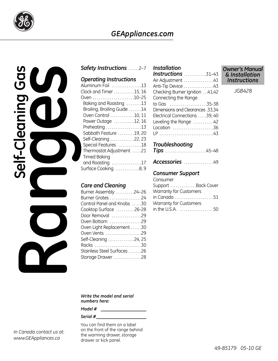 GE 49-85179 User Manual | 52 pages