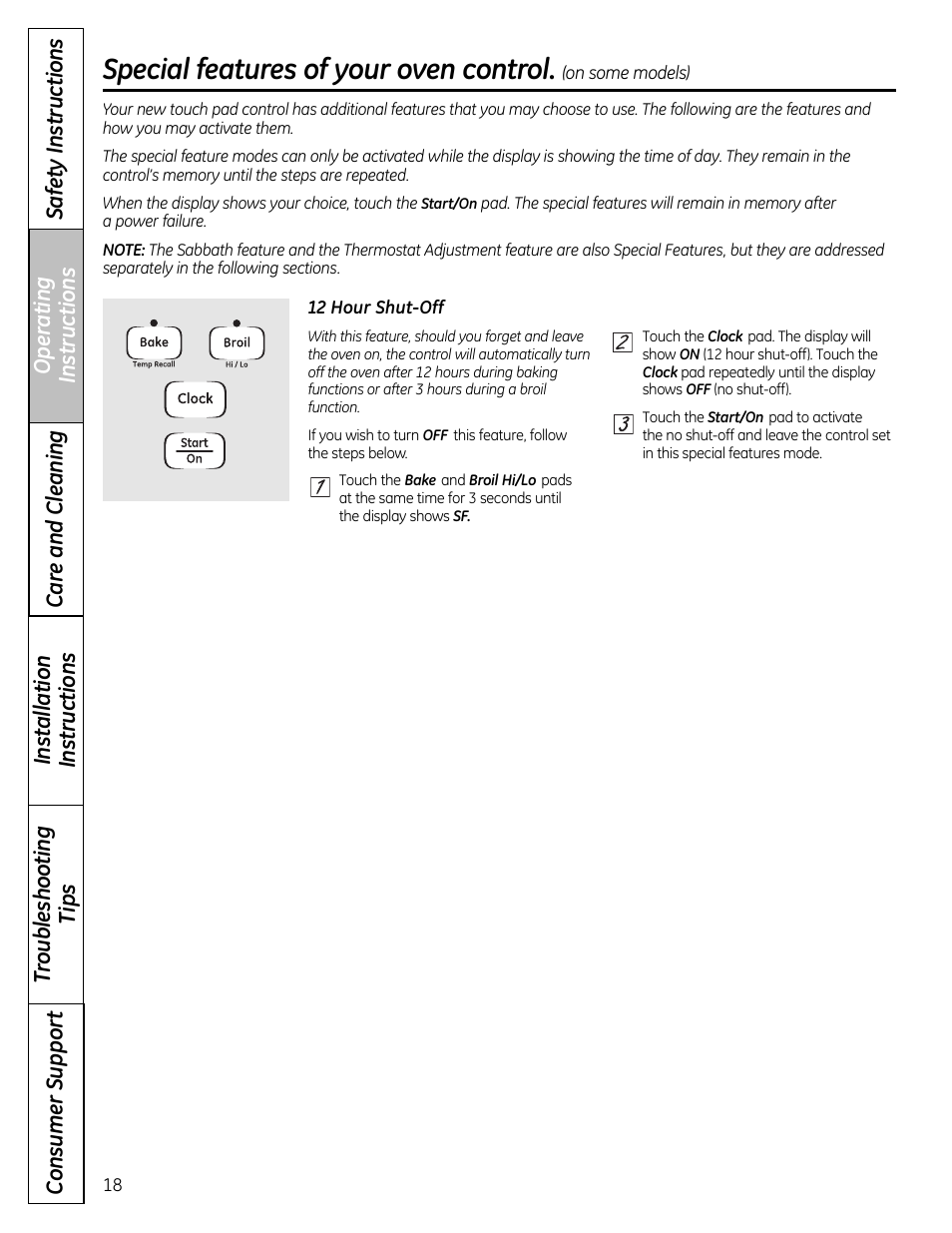 Special features, Special features of your oven control | GE 49-85179 User Manual | Page 18 / 52