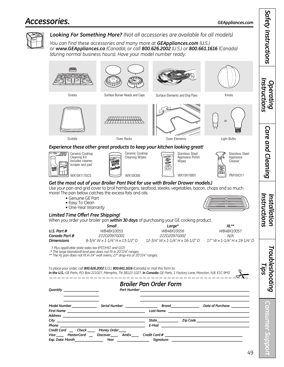 Accessories | GE 49-85179 User Manual | Page 49 / 52