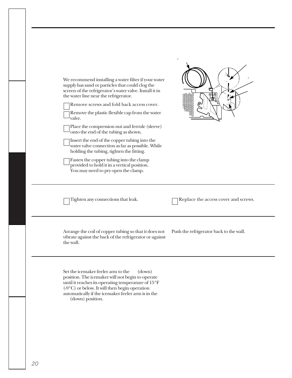 Installing the water line | GE 22-27 User Manual | Page 20 / 88