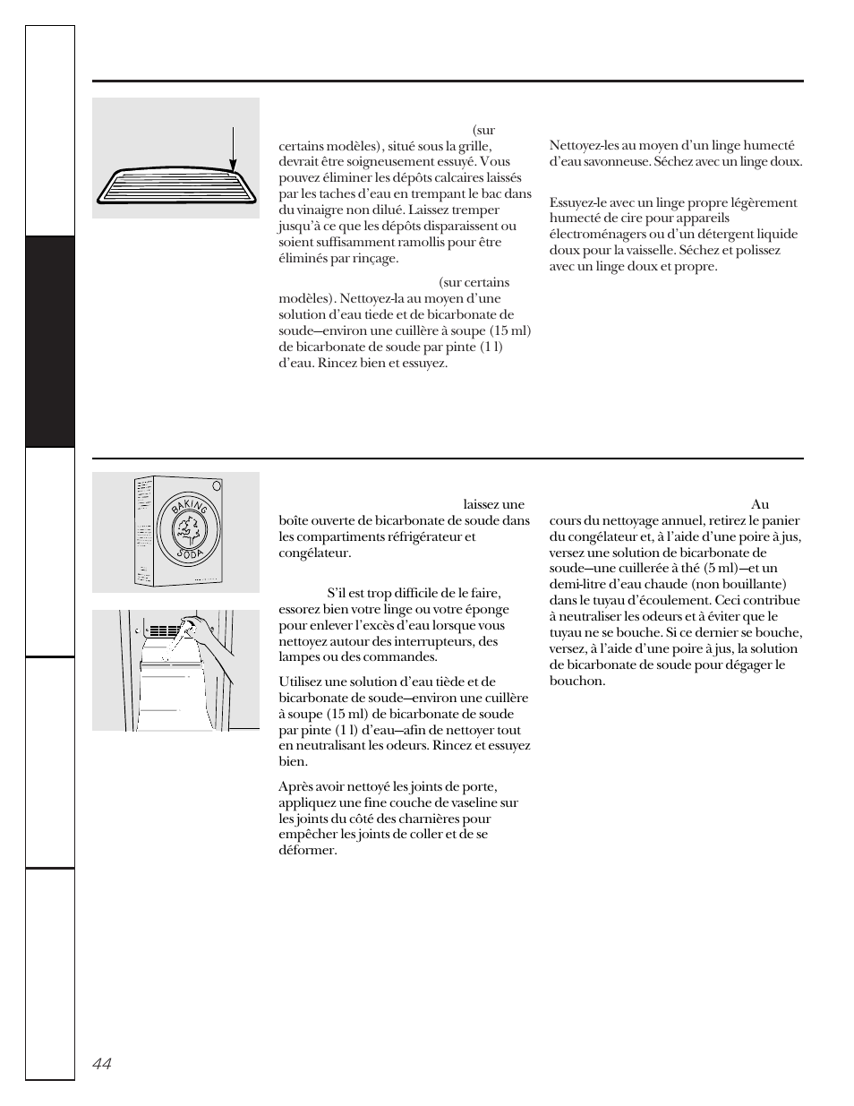 Entretien et nettoyage du réfrigérateur | GE 22-27 User Manual | Page 44 / 88