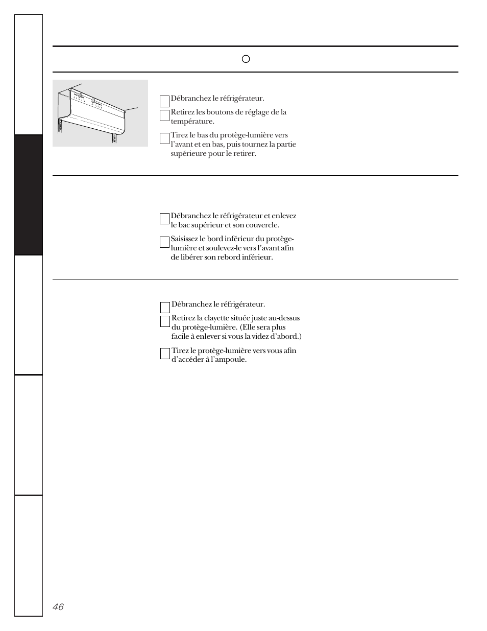 Remplacement des ampoules | GE 22-27 User Manual | Page 46 / 88