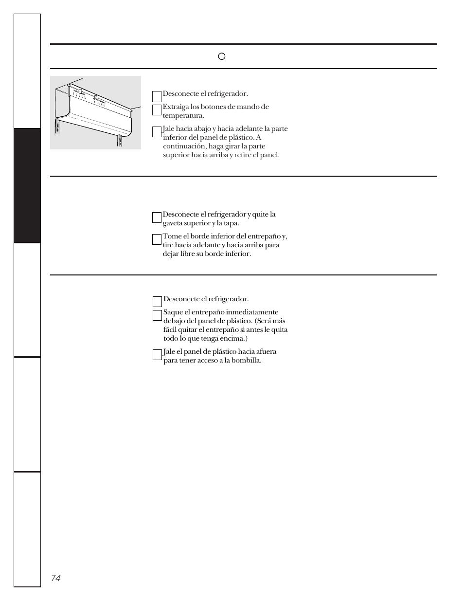 Reemplazo de bombillas | GE 22-27 User Manual | Page 74 / 88