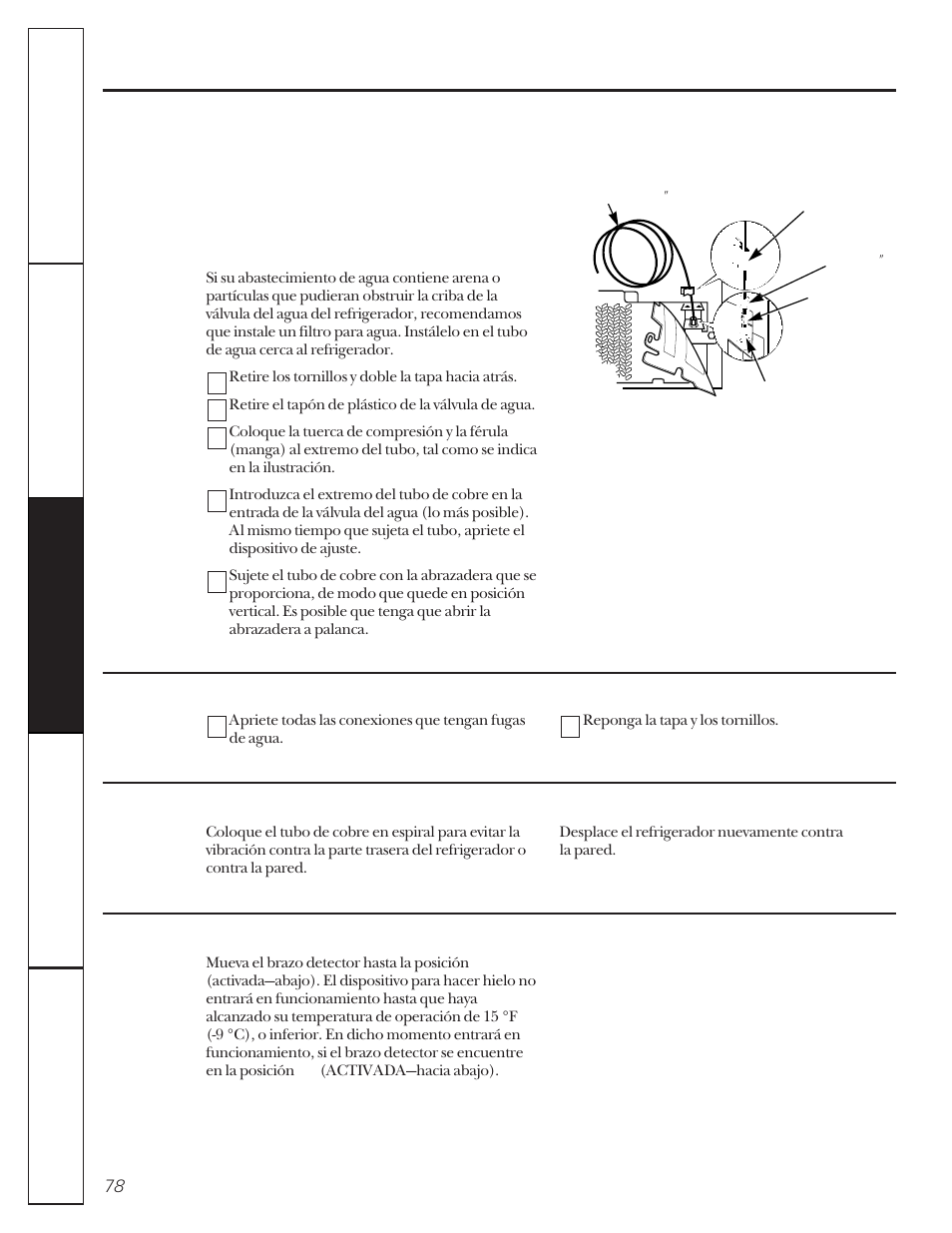 Instalación de la línea de agua | GE 22-27 User Manual | Page 78 / 88