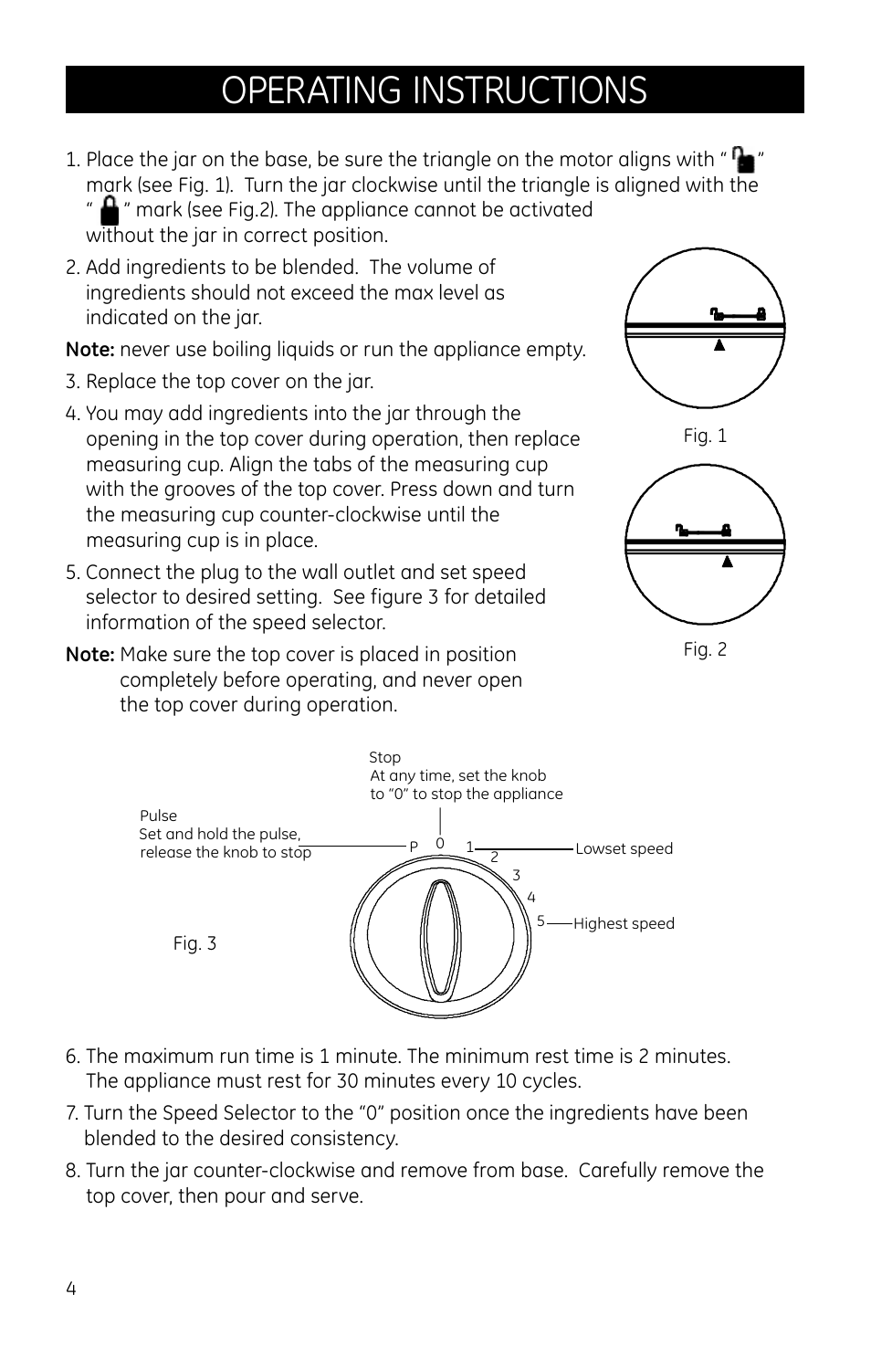 Operating instructions | GE 681131690997 User Manual | Page 4 / 6