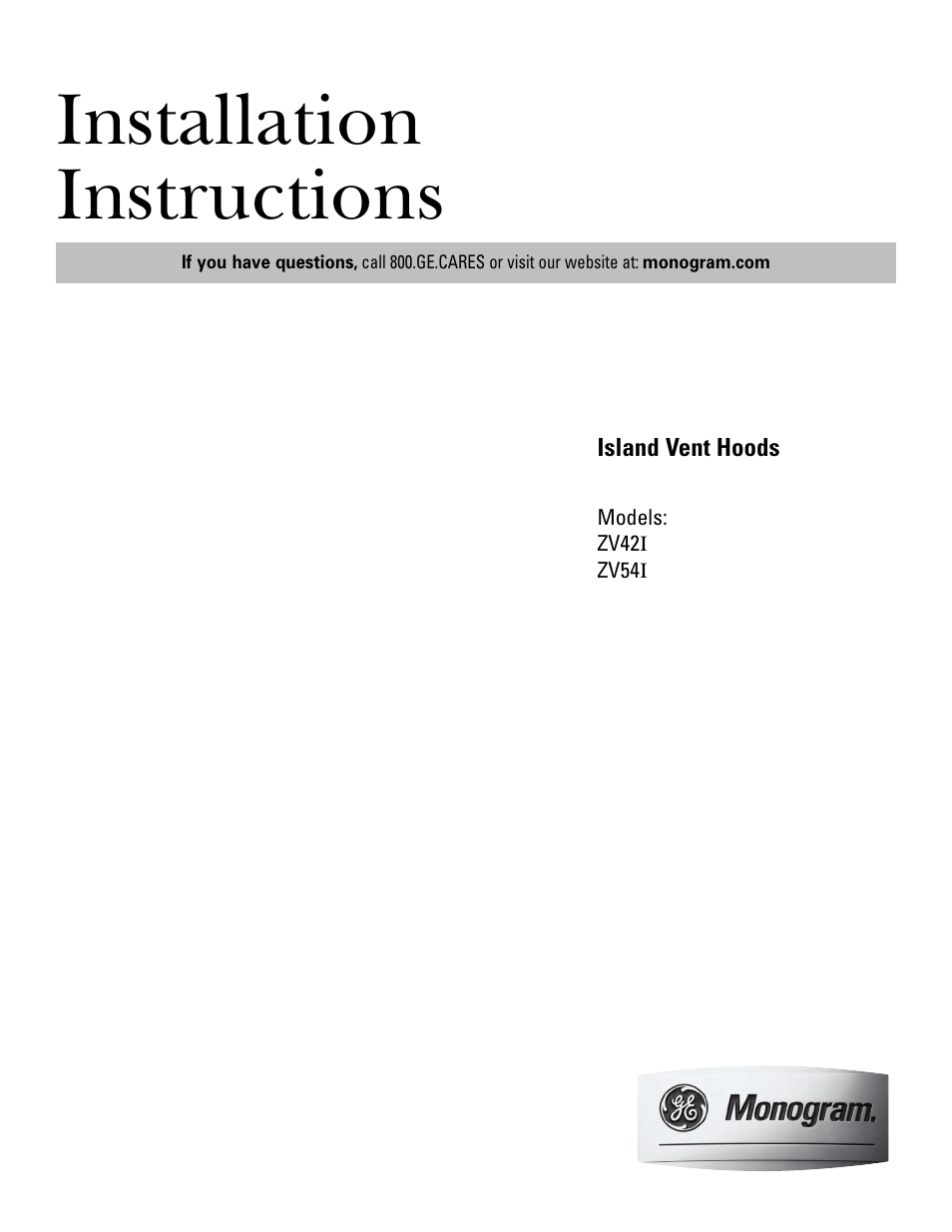 GE ZV541 User Manual | 20 pages