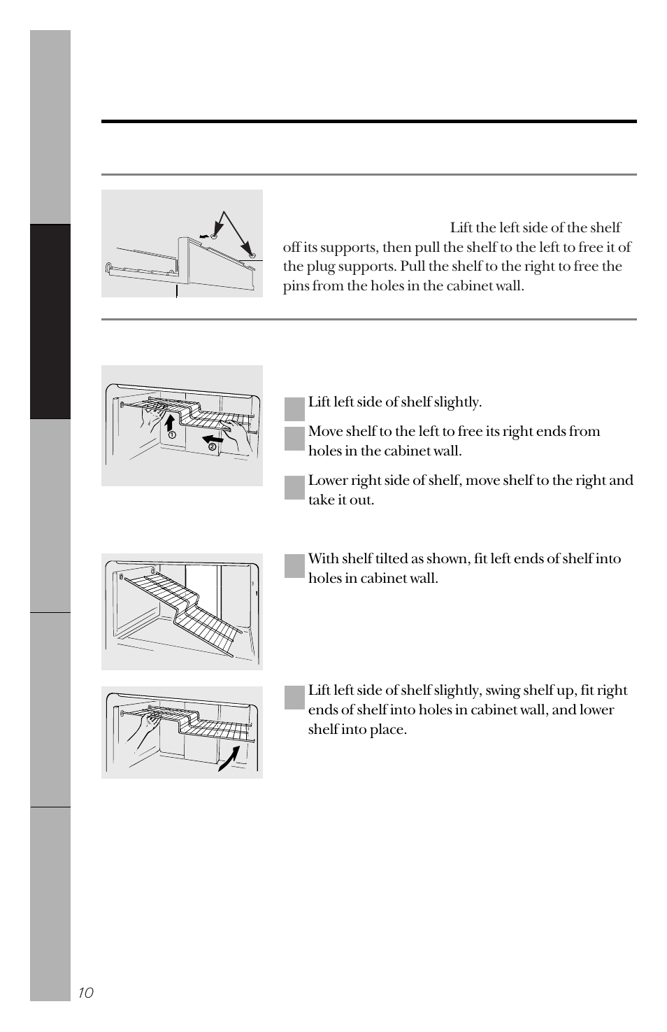 About the freezer compartment shelves | GE 14 User Manual | Page 10 / 40