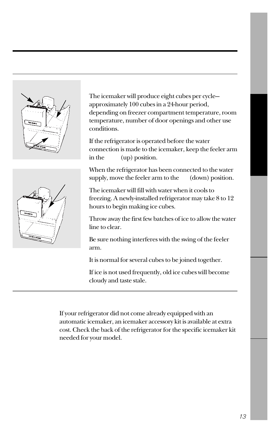 Automatic icemaker, About the automatic icemaker, Icemaker accessory kit | GE 14 User Manual | Page 13 / 40