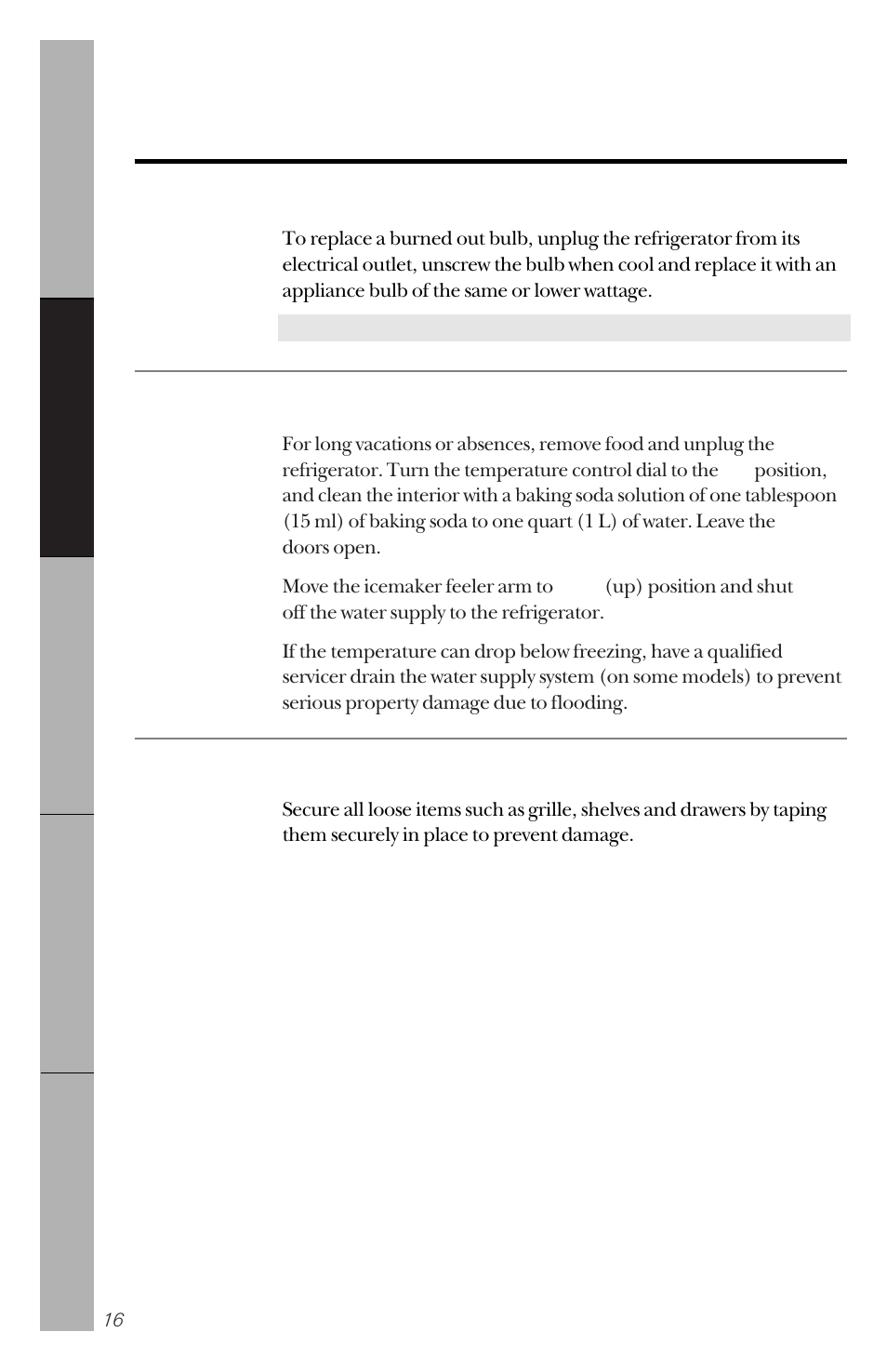 Care and cleaning of the refrigerator | GE 14 User Manual | Page 16 / 40