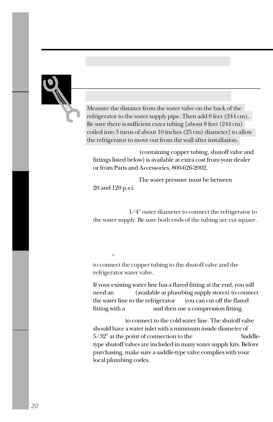 Installing the water line, What you will need | GE 14 User Manual | Page 20 / 40