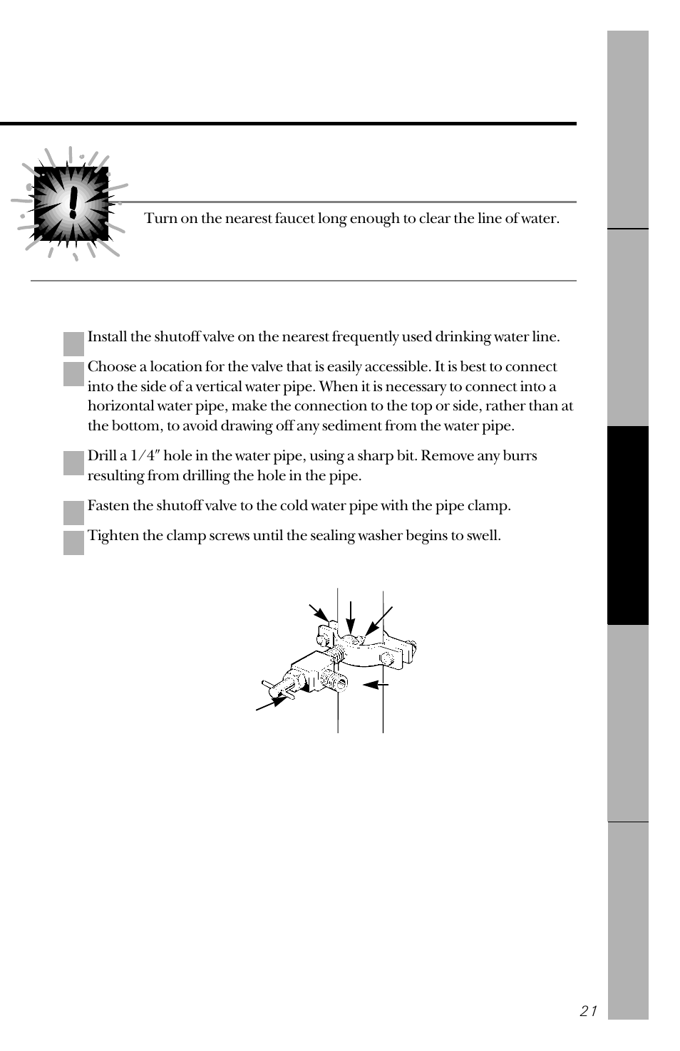 Shut off the main water supply | GE 14 User Manual | Page 21 / 40