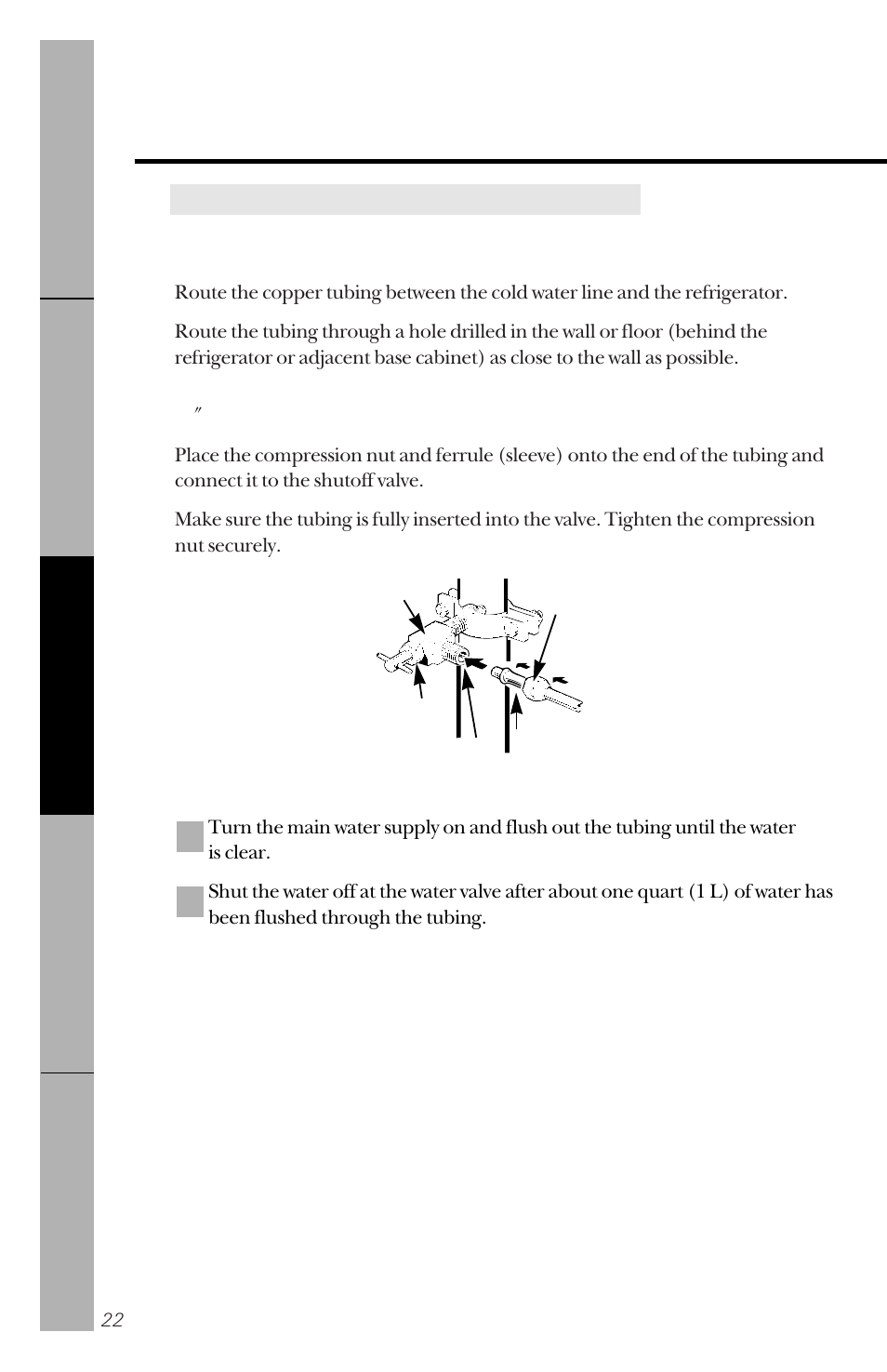 Installing the water line | GE 14 User Manual | Page 22 / 40