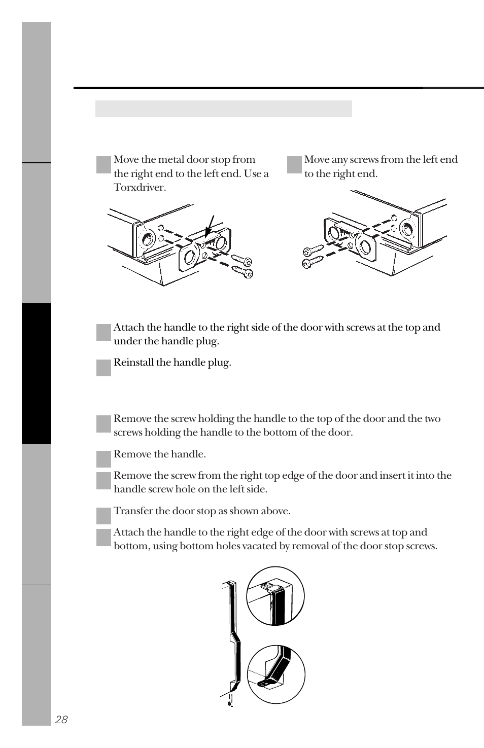 Rehanging the doors | GE 14 User Manual | Page 28 / 40