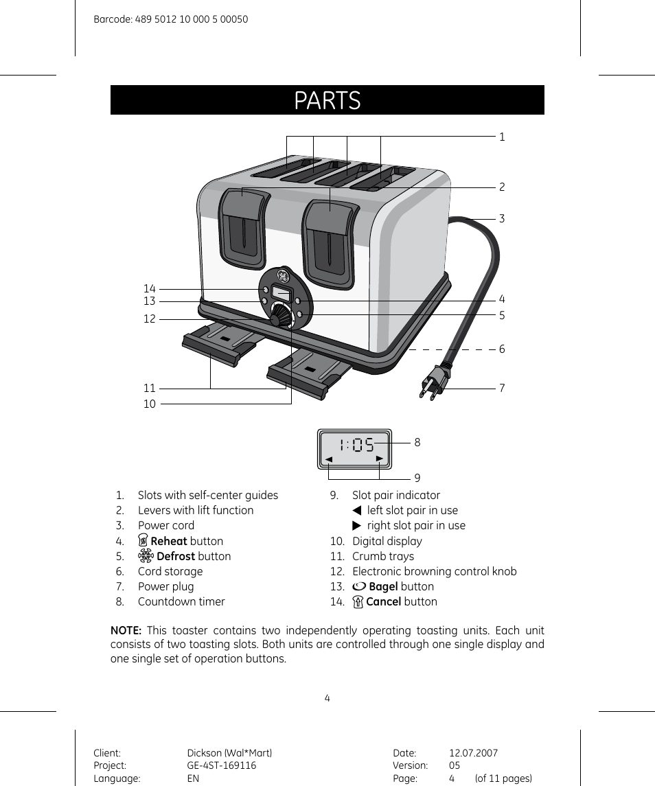 Parts | GE 681131691154 User Manual | Page 4 / 11