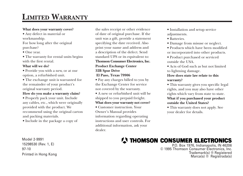 Imited, Arranty | GE 15298530 User Manual | Page 24 / 24