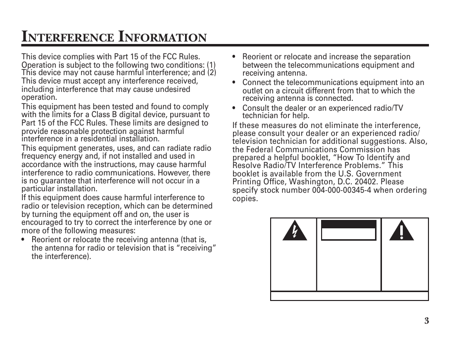 Nterference, Nformation | GE 15298530 User Manual | Page 3 / 24