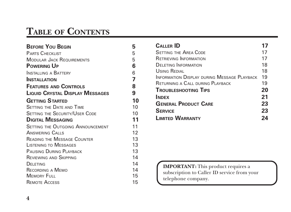 Able, Ontents, Id 17 | 20 i, 21 g, 23 s, 23 l | GE 15298530 User Manual | Page 4 / 24