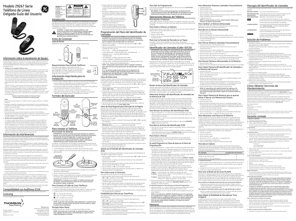 Wx yz, Pq rs, Oper | Tone | GE Trimline 16258160 User Manual | Page 2 / 2