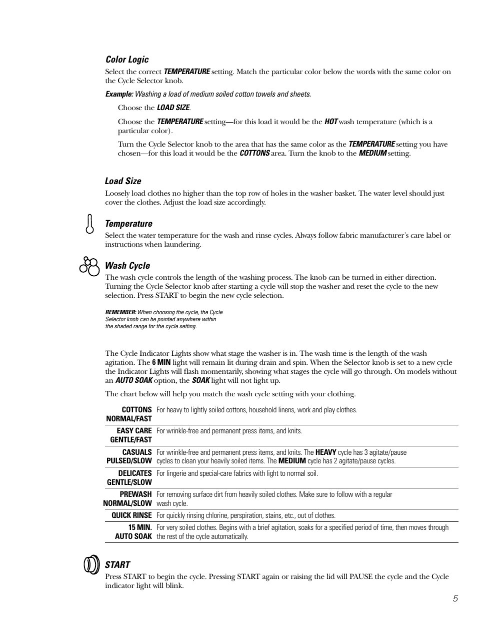 Control settings | GE WZRE5260 User Manual | Page 5 / 16