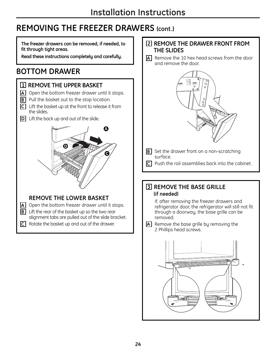 Bottom drawer | GE 225D1804P001 User Manual | Page 24 / 128