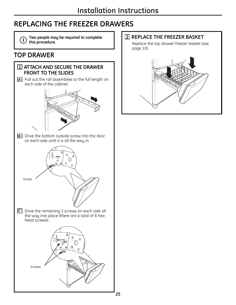 Top drawer | GE 225D1804P001 User Manual | Page 25 / 128