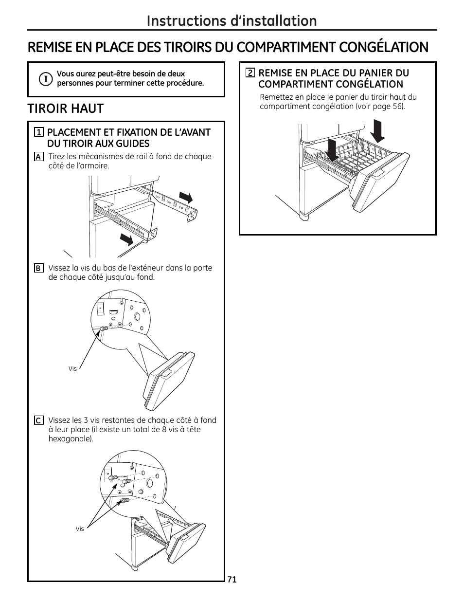 Tiroir haut | GE 225D1804P001 User Manual | Page 71 / 128