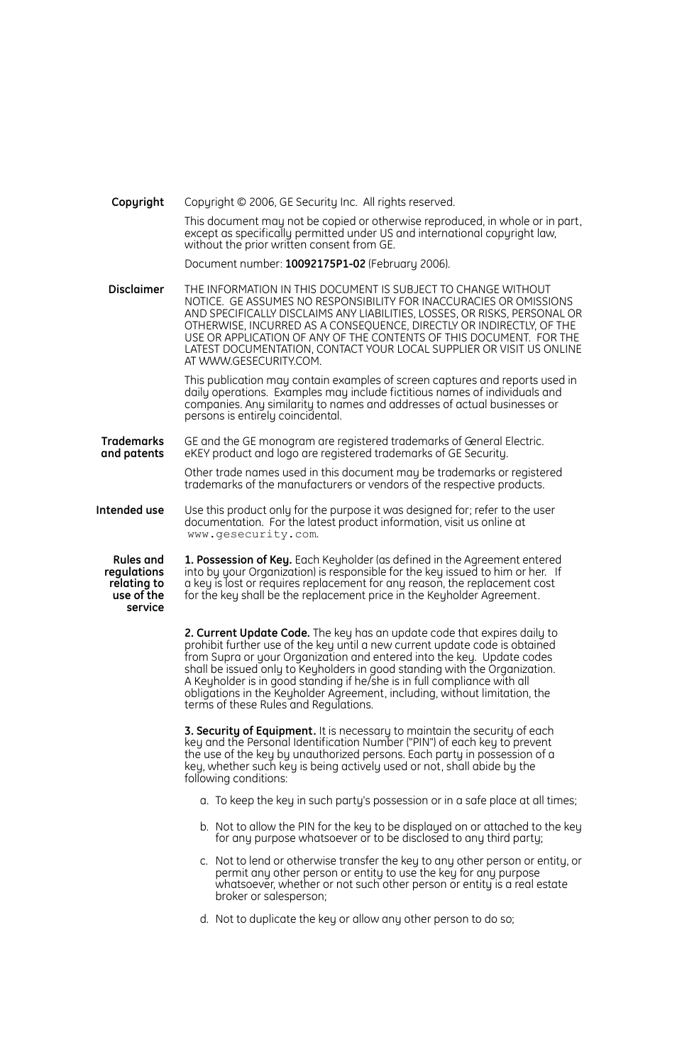GE eKEY User Manual | Page 2 / 82