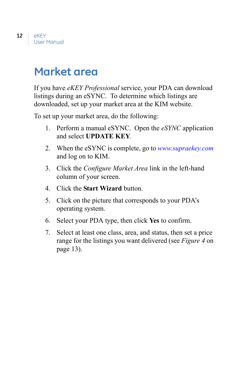 Market area | GE eKEY User Manual | Page 20 / 82