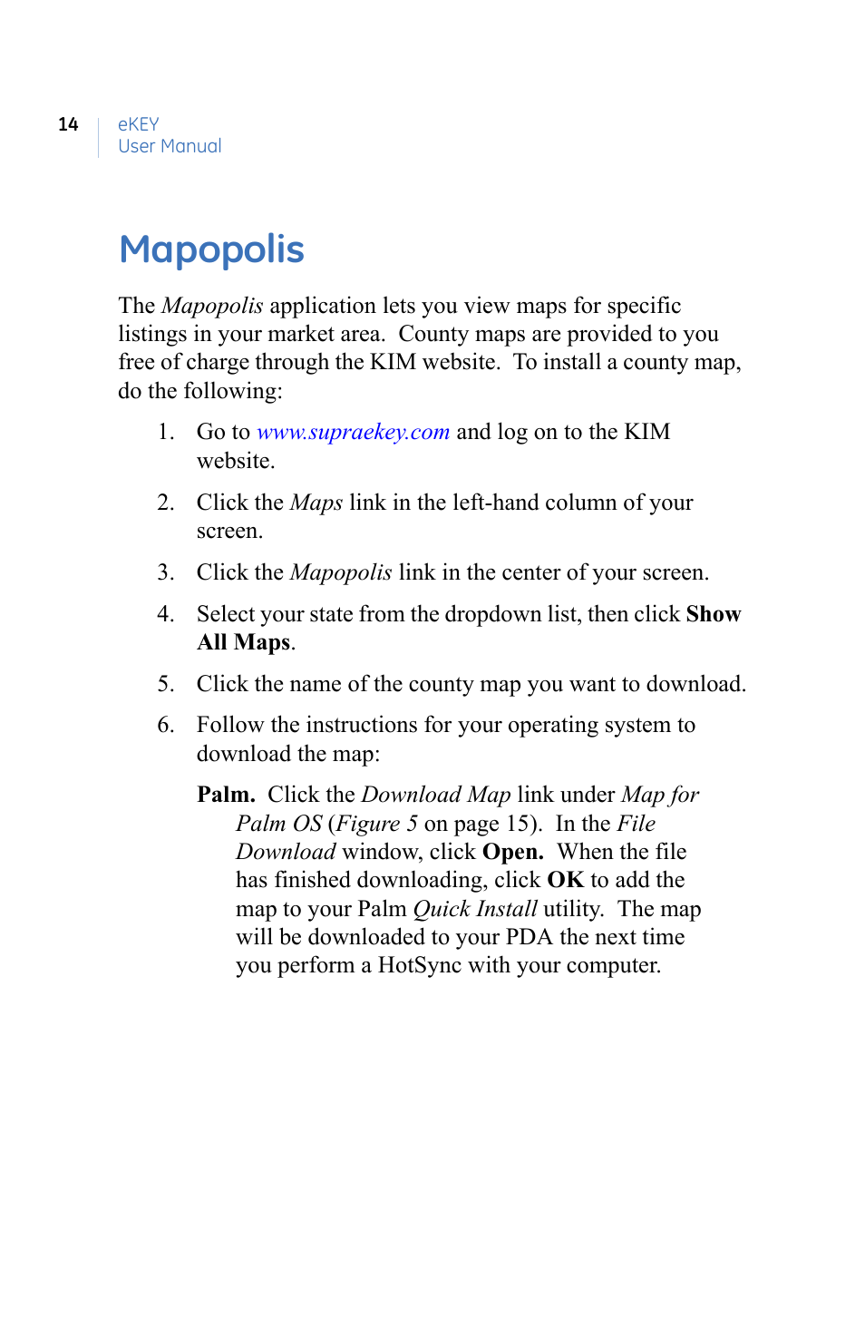 Mapopolis | GE eKEY User Manual | Page 22 / 82