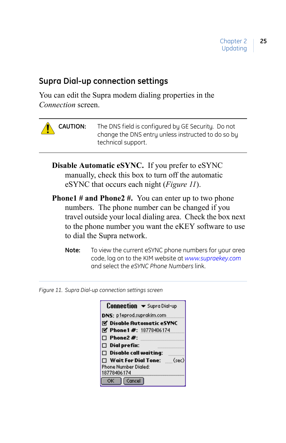Supra dial-up connection settings | GE eKEY User Manual | Page 33 / 82