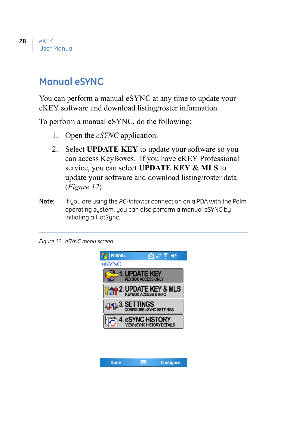 Manual esync | GE eKEY User Manual | Page 36 / 82