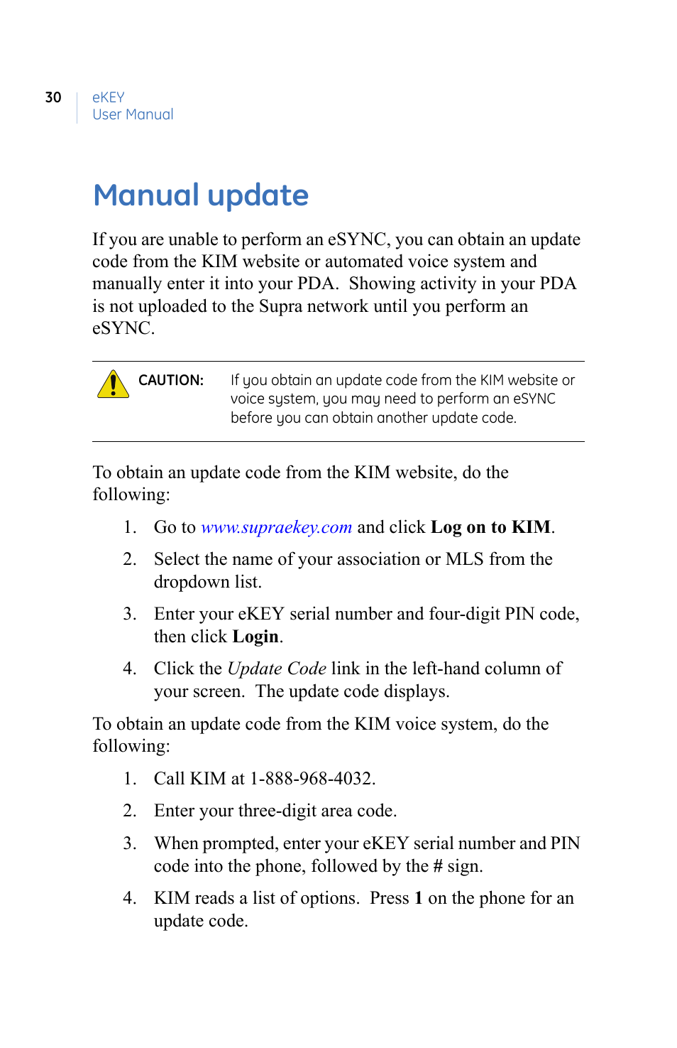 Manual update | GE eKEY User Manual | Page 38 / 82