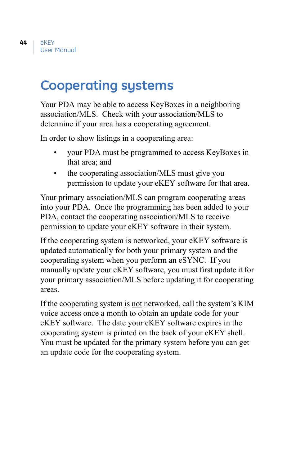 Cooperating systems | GE eKEY User Manual | Page 52 / 82