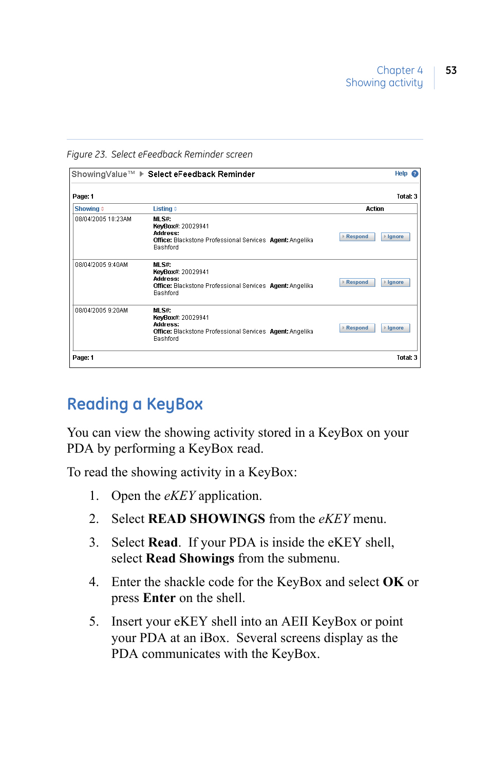 Reading a keybox | GE eKEY User Manual | Page 61 / 82