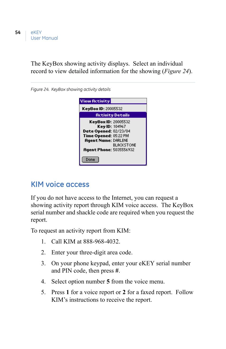 Kim voice access | GE eKEY User Manual | Page 62 / 82