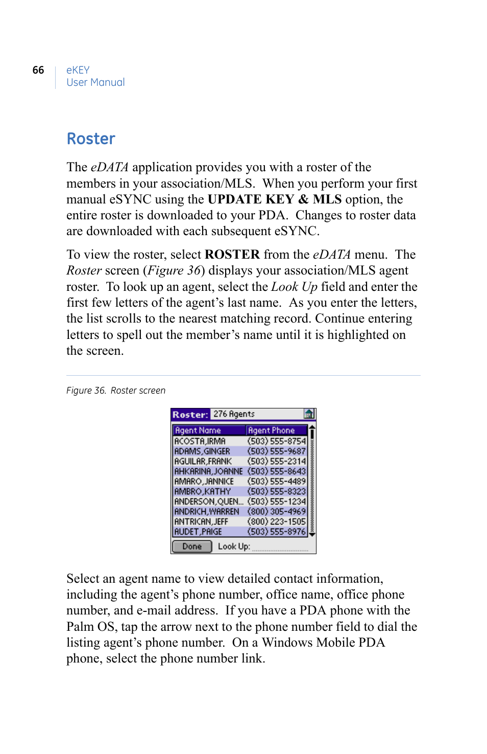 Roster | GE eKEY User Manual | Page 74 / 82