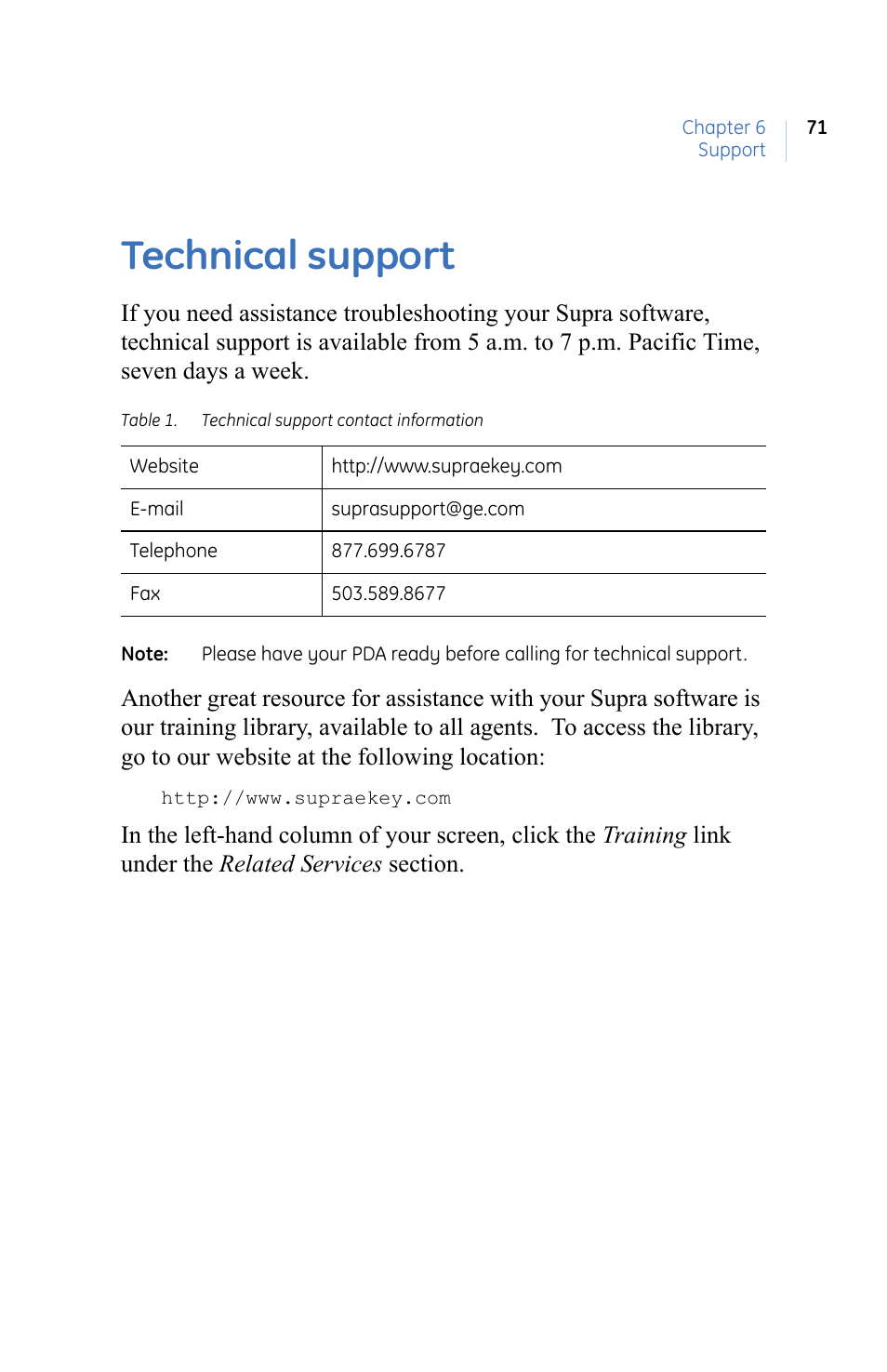 Technical support | GE eKEY User Manual | Page 79 / 82