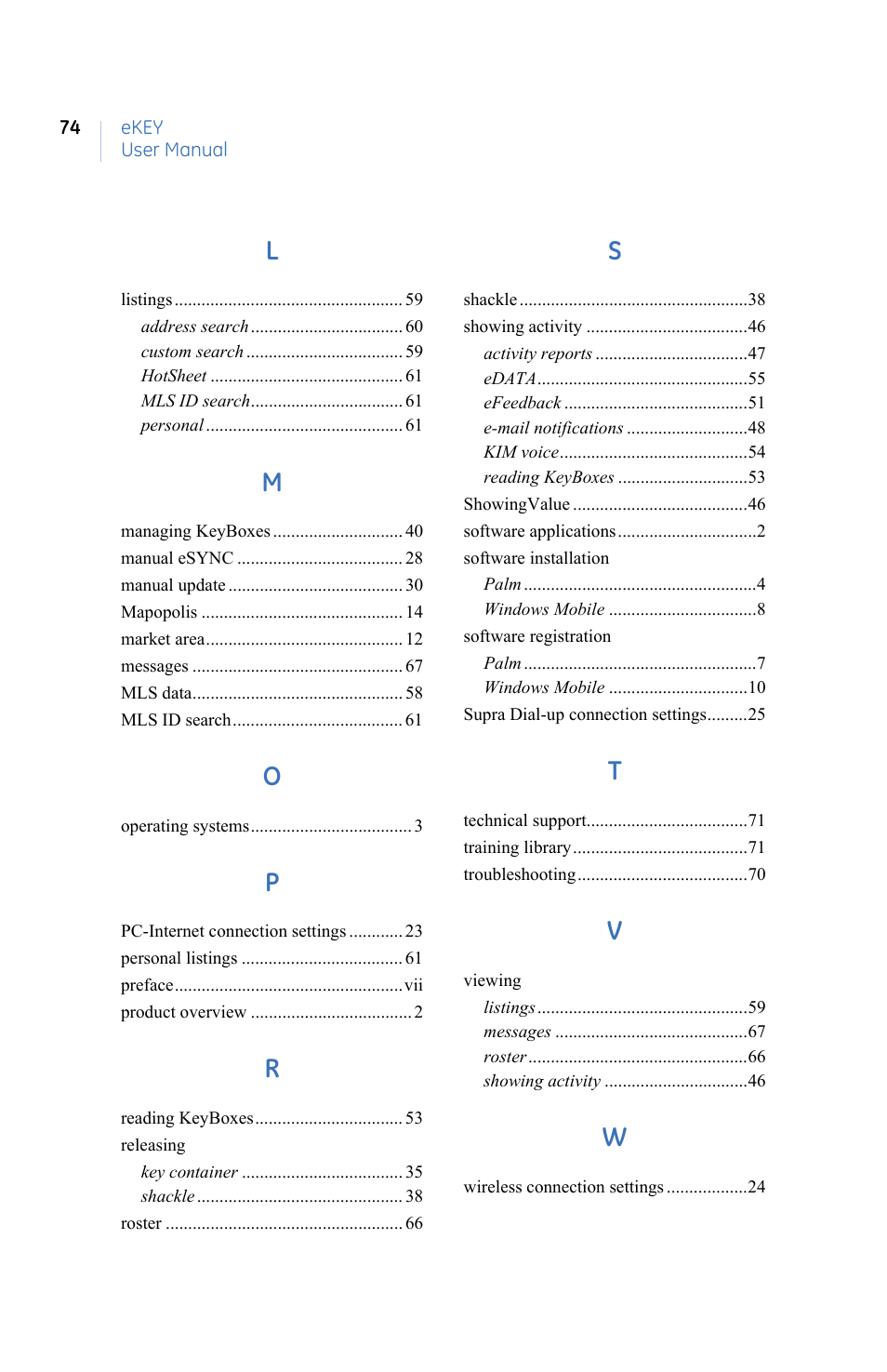 GE eKEY User Manual | Page 82 / 82