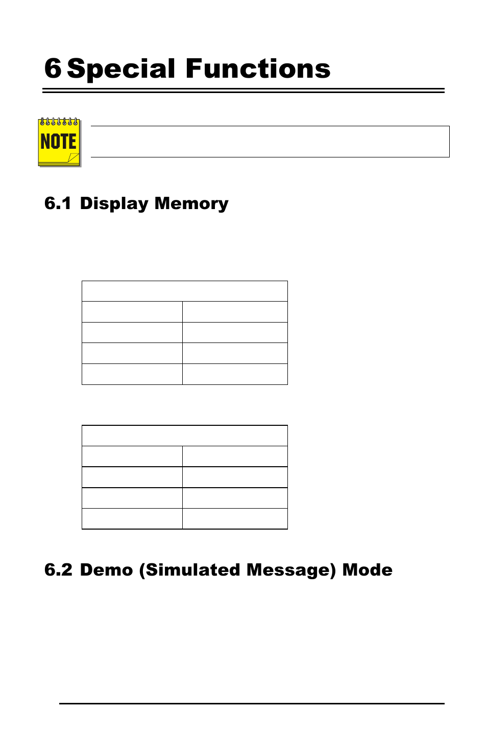 6 special functions, 2 demo (simulated message) mode | GE Calibur CBR-PB3-WD User Manual | Page 16 / 37