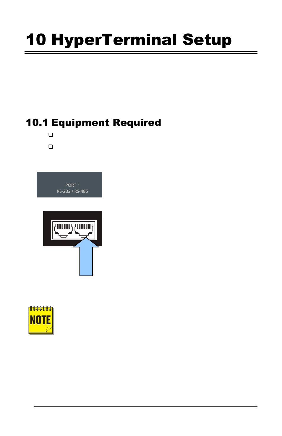 10 hyperterminal setup, 1 equipment required | GE Calibur CBR-PB3-WD User Manual | Page 26 / 37