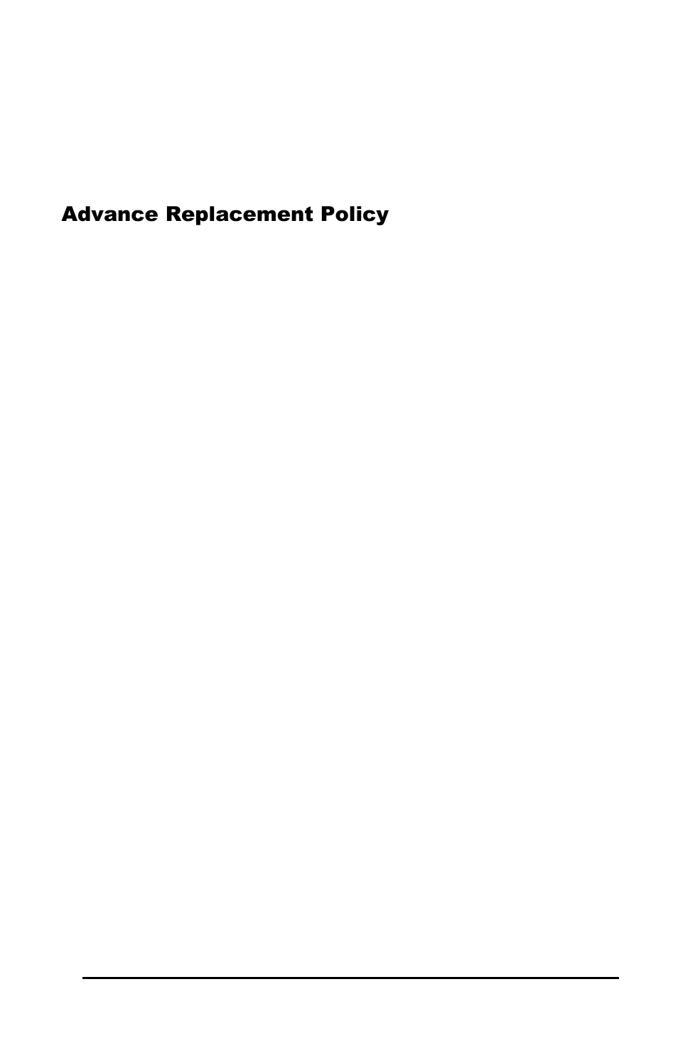 Advance replacement policy | GE Calibur CBR-PB3-WD User Manual | Page 37 / 37