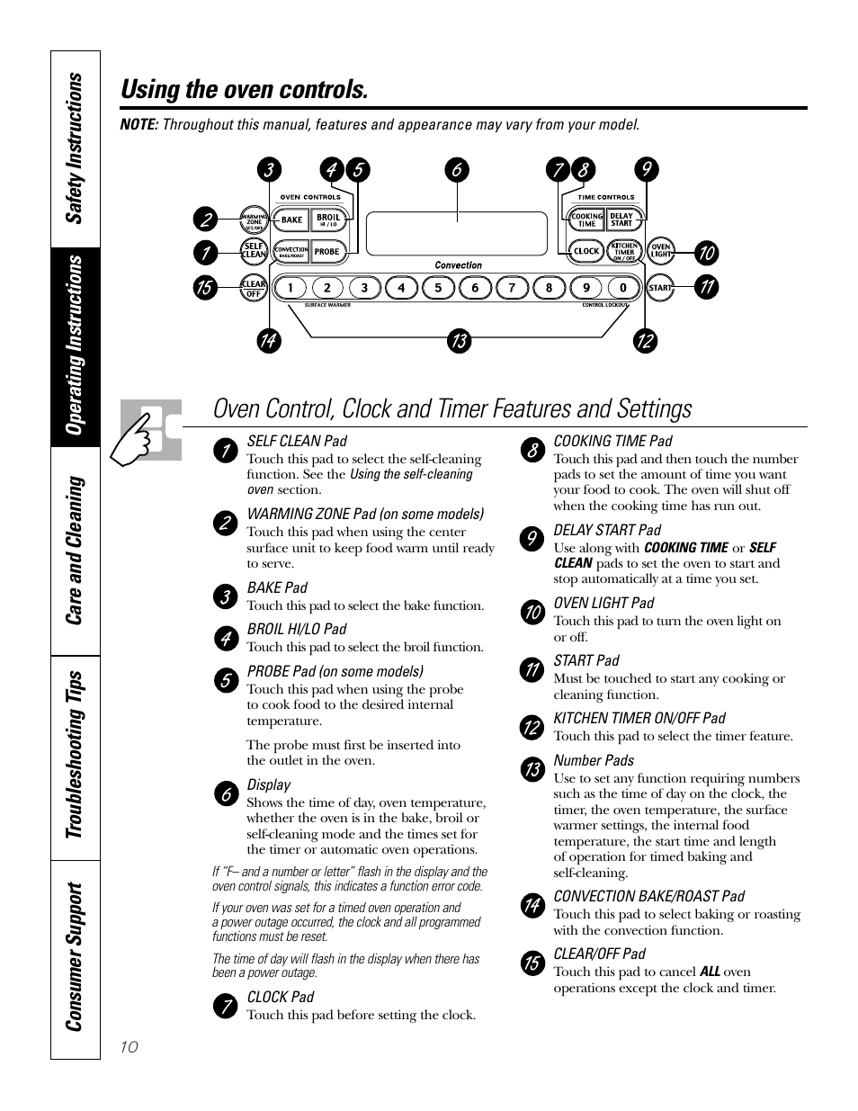 Oven, Oven –26, Using the oven controls | GE 164D4290P075-1 User Manual | Page 10 / 40