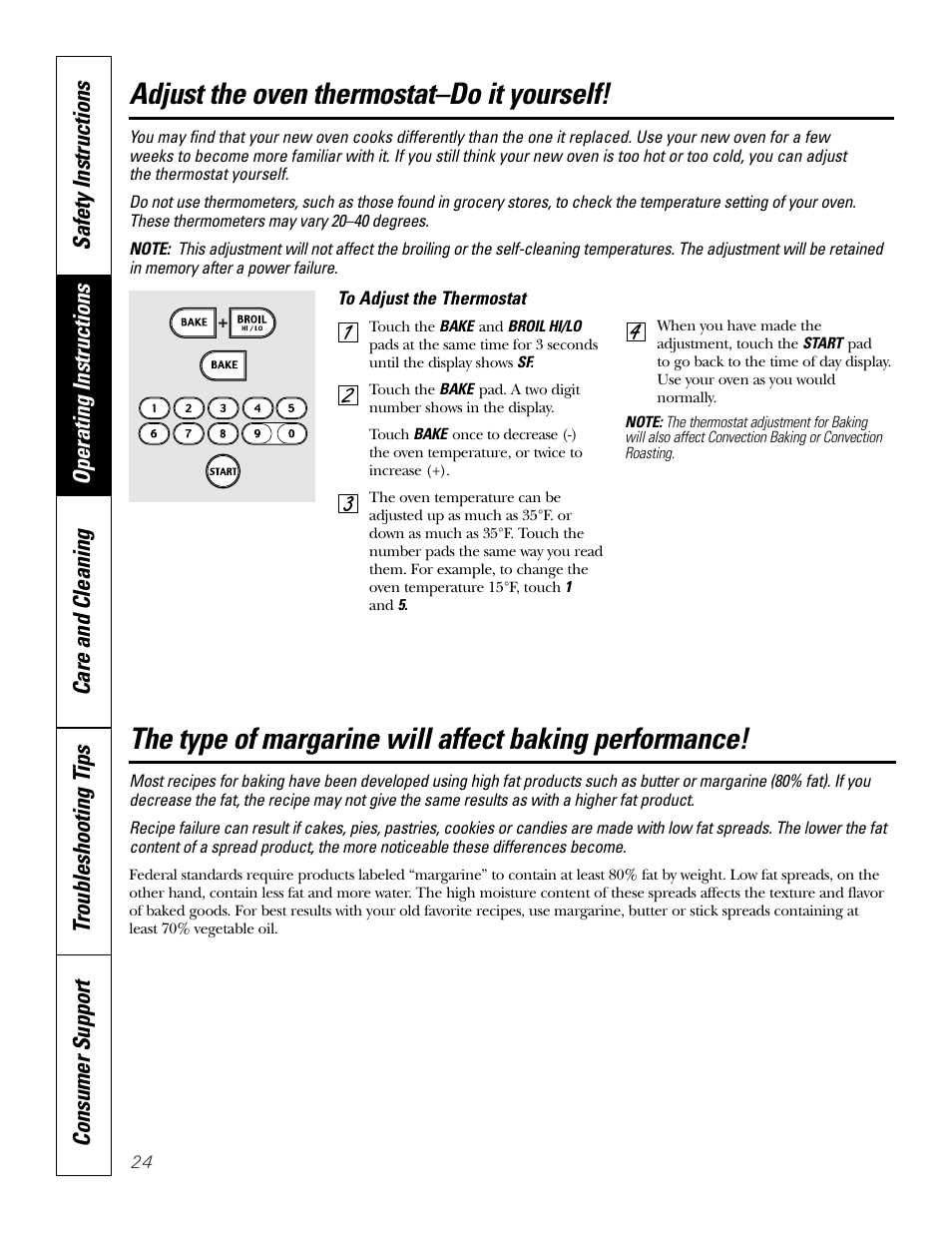 Oven thermostat, Adjust the oven thermostat–do it yourself | GE 164D4290P075-1 User Manual | Page 24 / 40