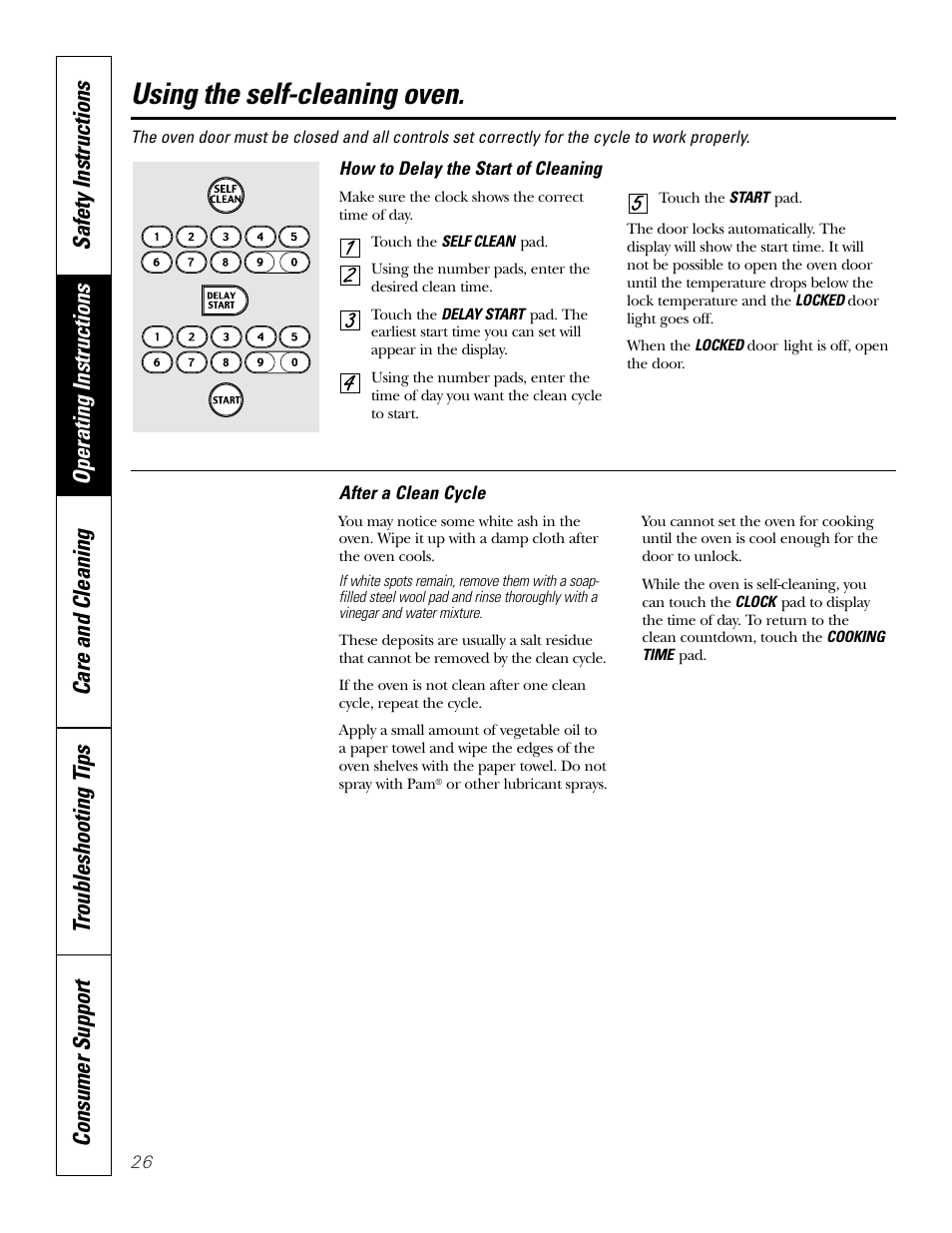 Using the self-cleaning oven | GE 164D4290P075-1 User Manual | Page 26 / 40