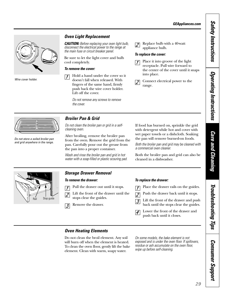 Broiler pan & grid, Light | GE 164D4290P075-1 User Manual | Page 29 / 40